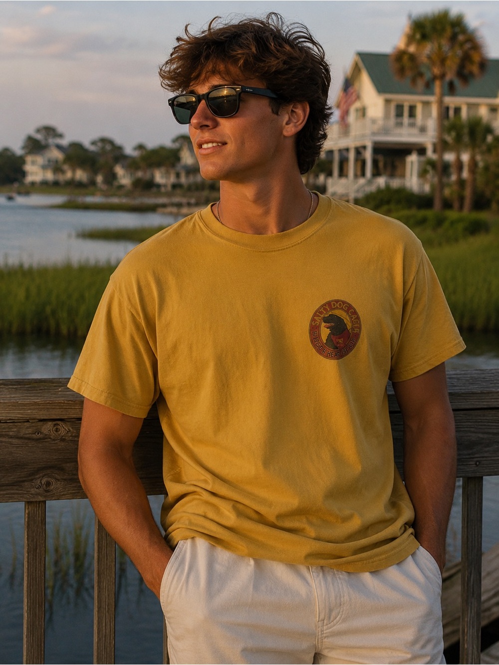 Vintage Salty Dog Lager Hilton Head Tee XL Hanes Beefy-T Relaxed Fit Cotton